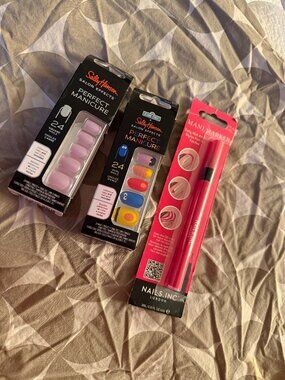 Sally Hansen Press-On Nails Set + Nails.INC Mani Marker pen combo